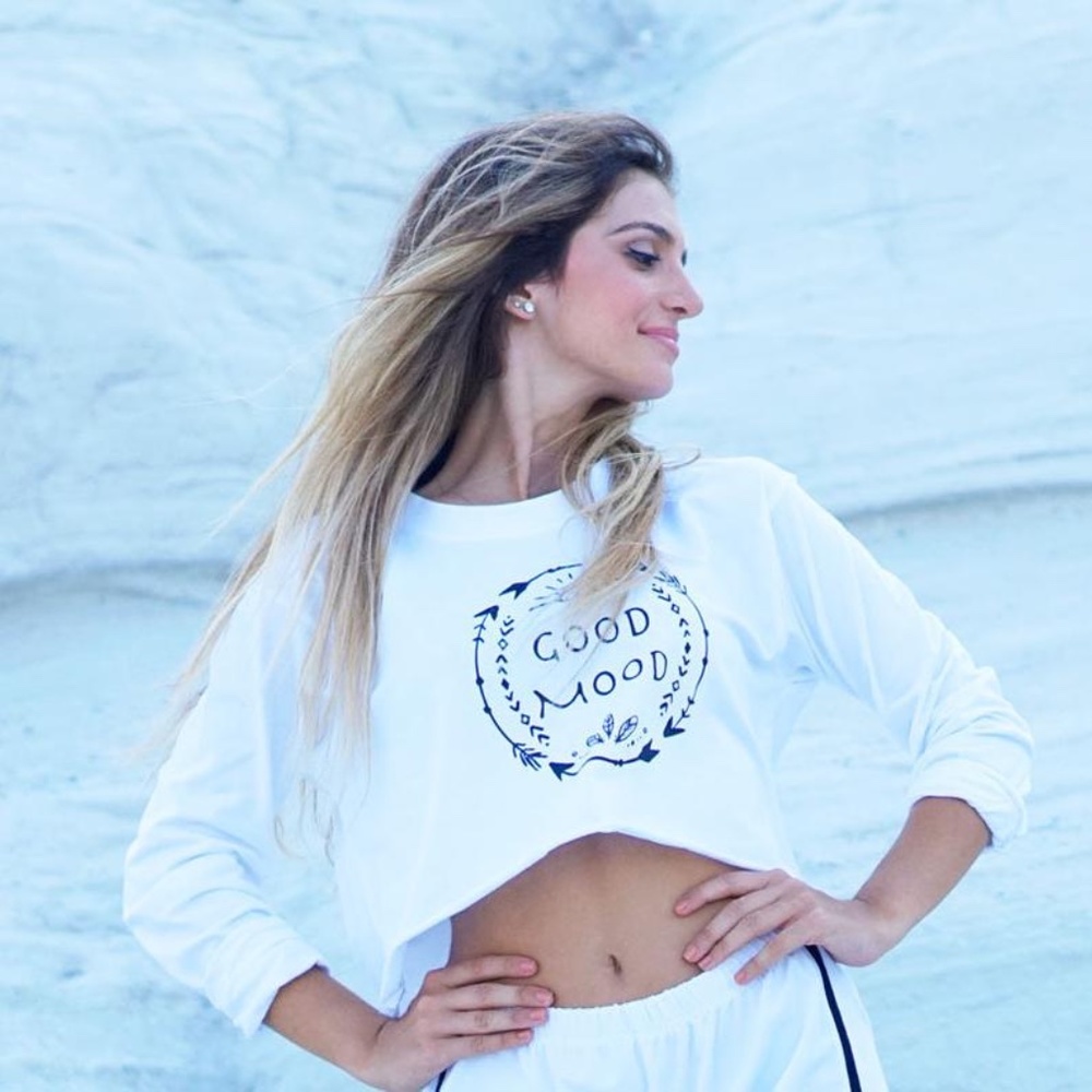White Logo Crop Top